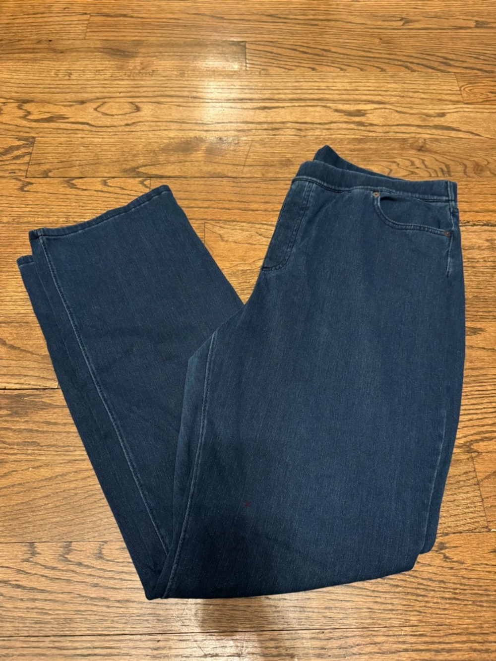 Lands’ End Starfish Pull-On Jeans Dark Wash XL 18 Straight Leg Stretch Denim - Picture 2 of 5